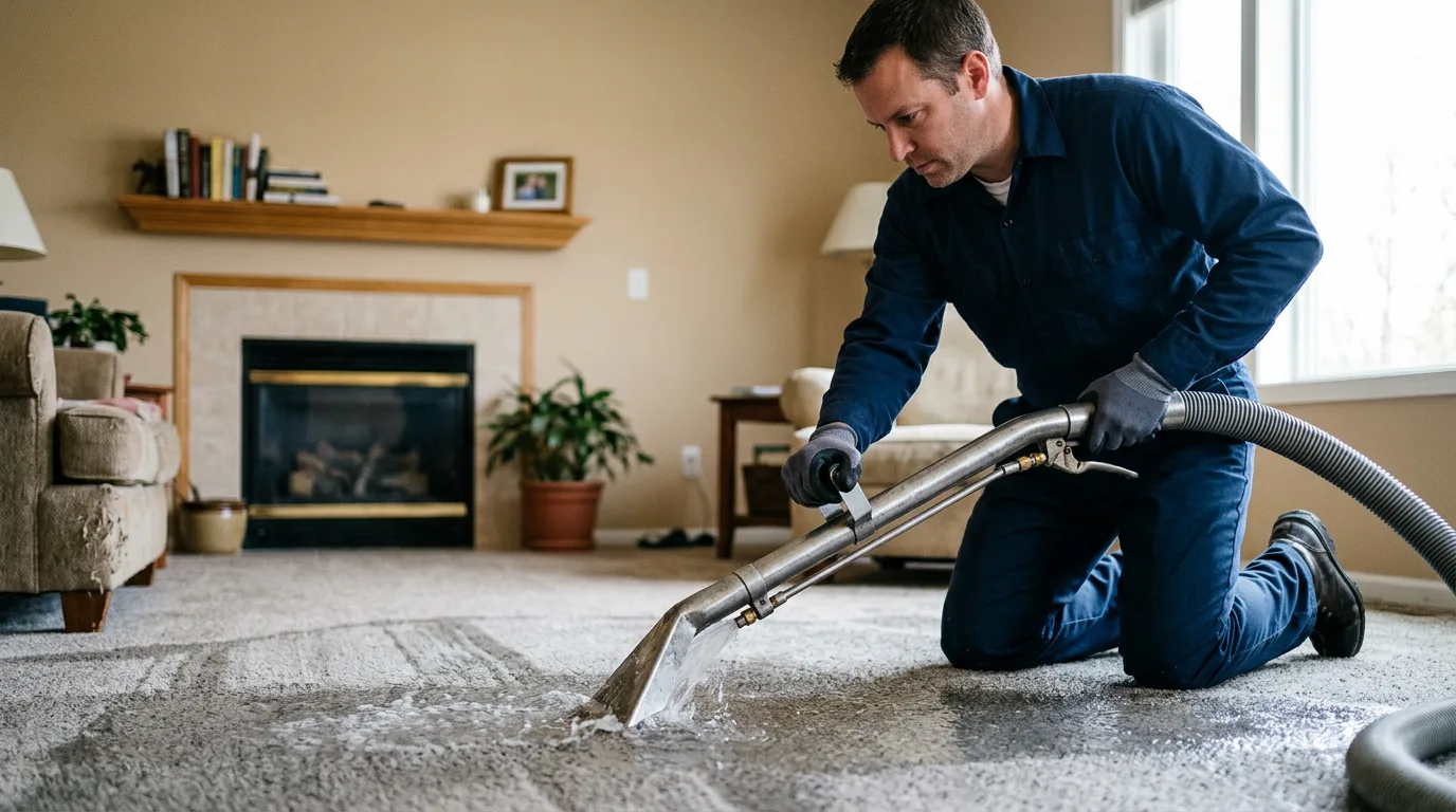 Water damage restoration technician working near Mount Olive, AL